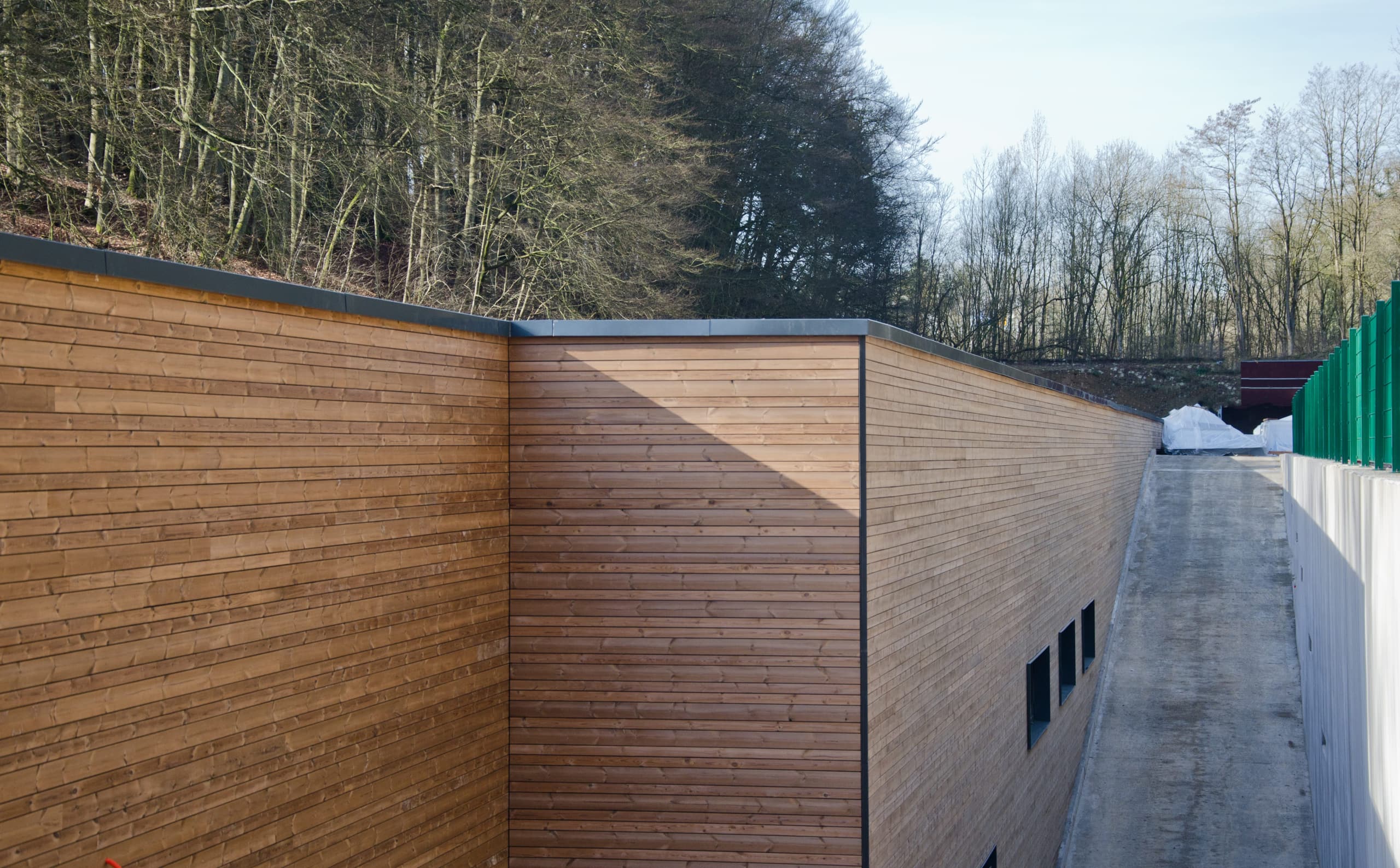 Luxembourguish police shooting range made with wood cladding premium nothern pine techniclic by Vetedy
