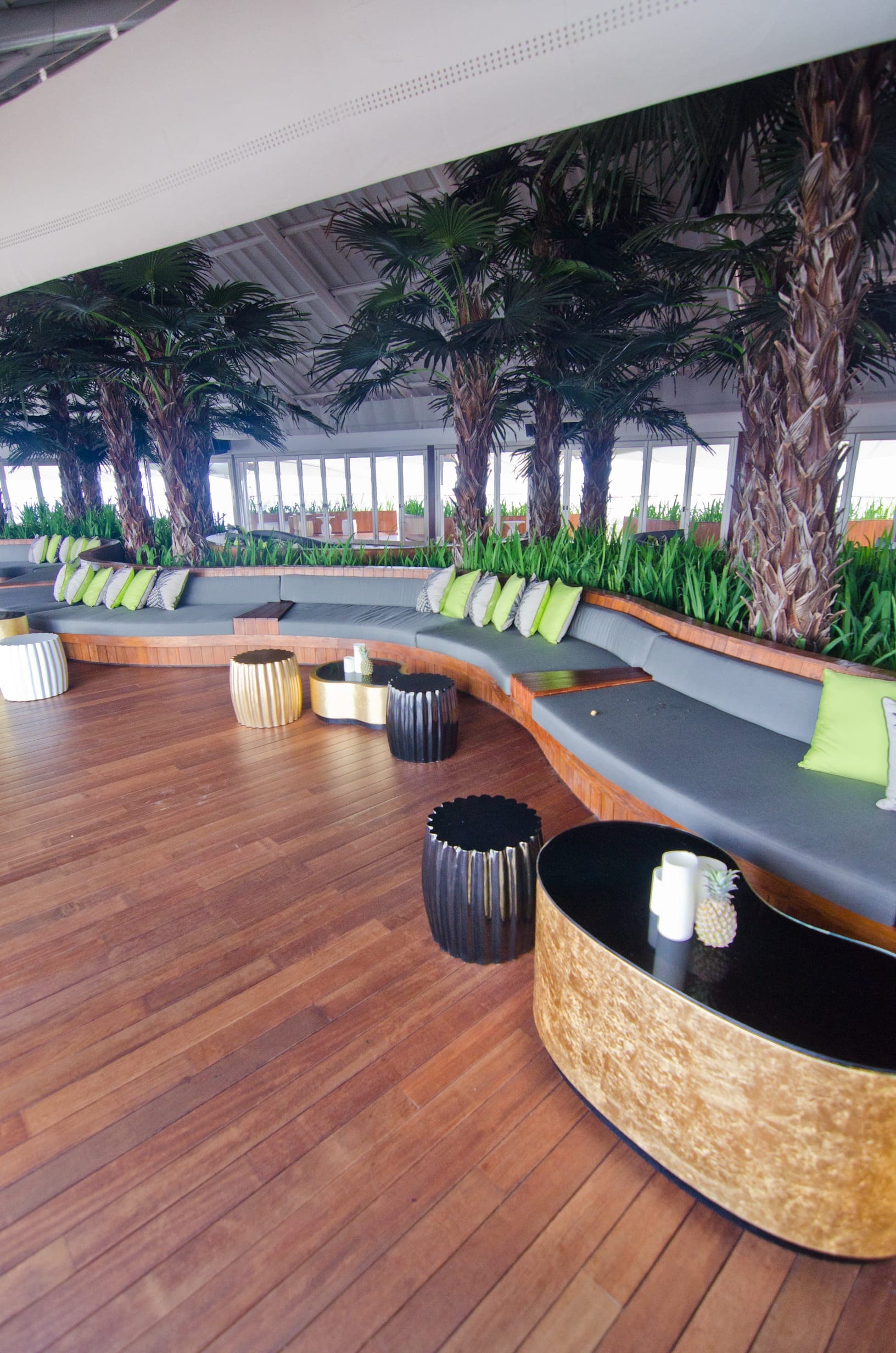 Double Six 66 Luxury Hostel in Bali Indonesia with wood decking Softline Merbau without visible fixations decking system